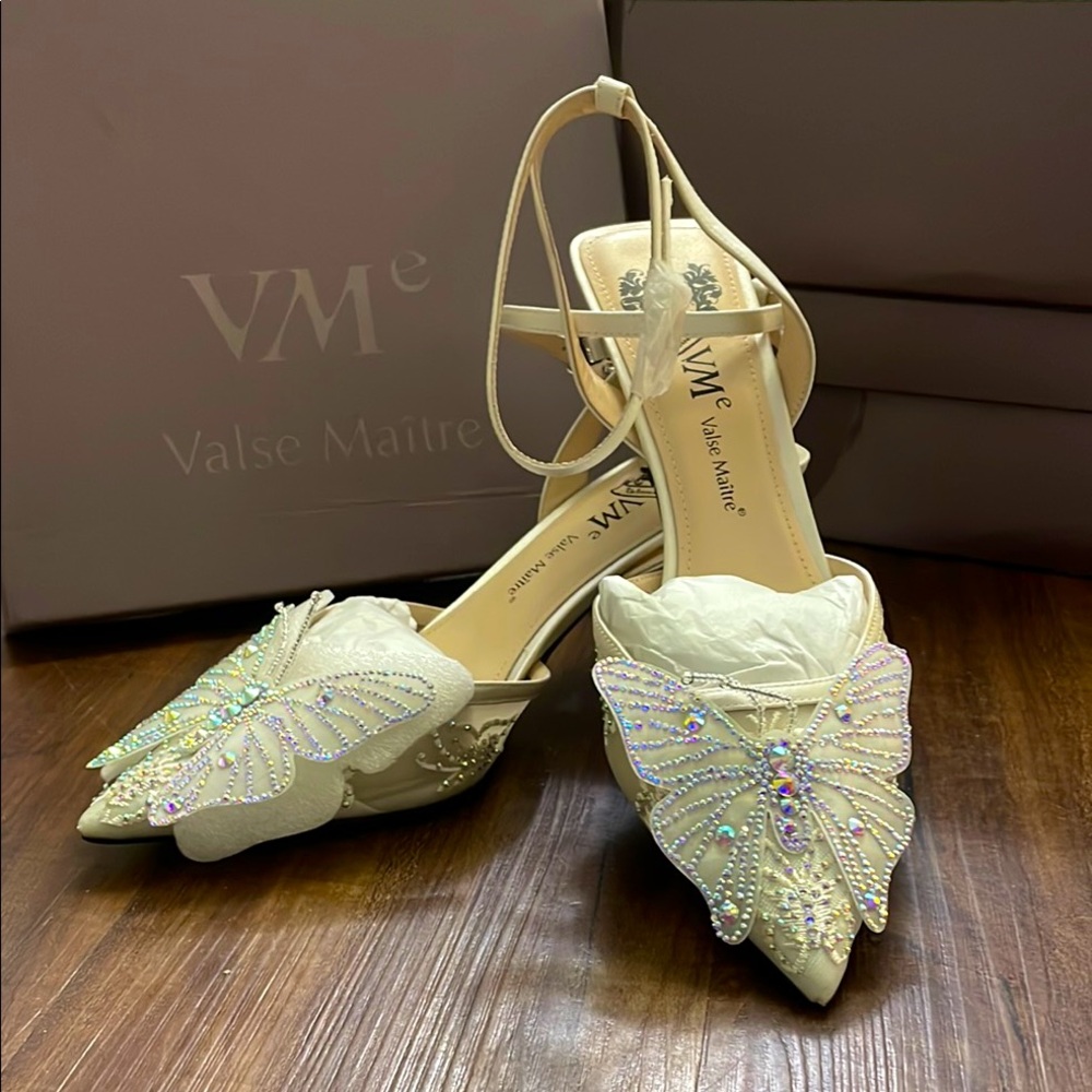 Cream Butterfly Fairy Tail Princess Women's Shoes